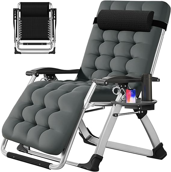 Zero Gravity Chair Oversized XL, Reclining Lounge Chair with Removable Cushion & Tray