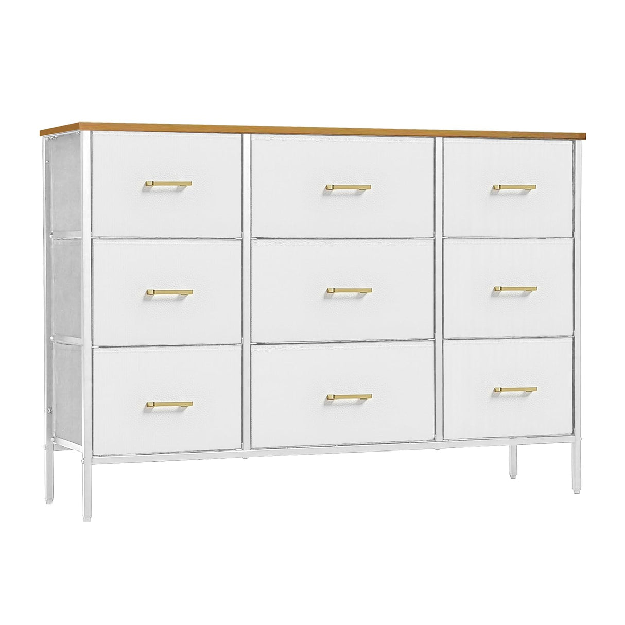 Wide TV Stand Modern TV Console, 9 Drawers Dresser for Bedroom, Fabric Storage