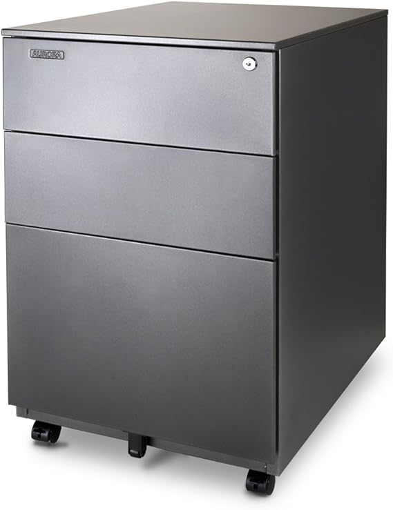 FC-103BL Fully Assembled Modern Soho Design 3-Drawer Metal Mobile File Cabinet