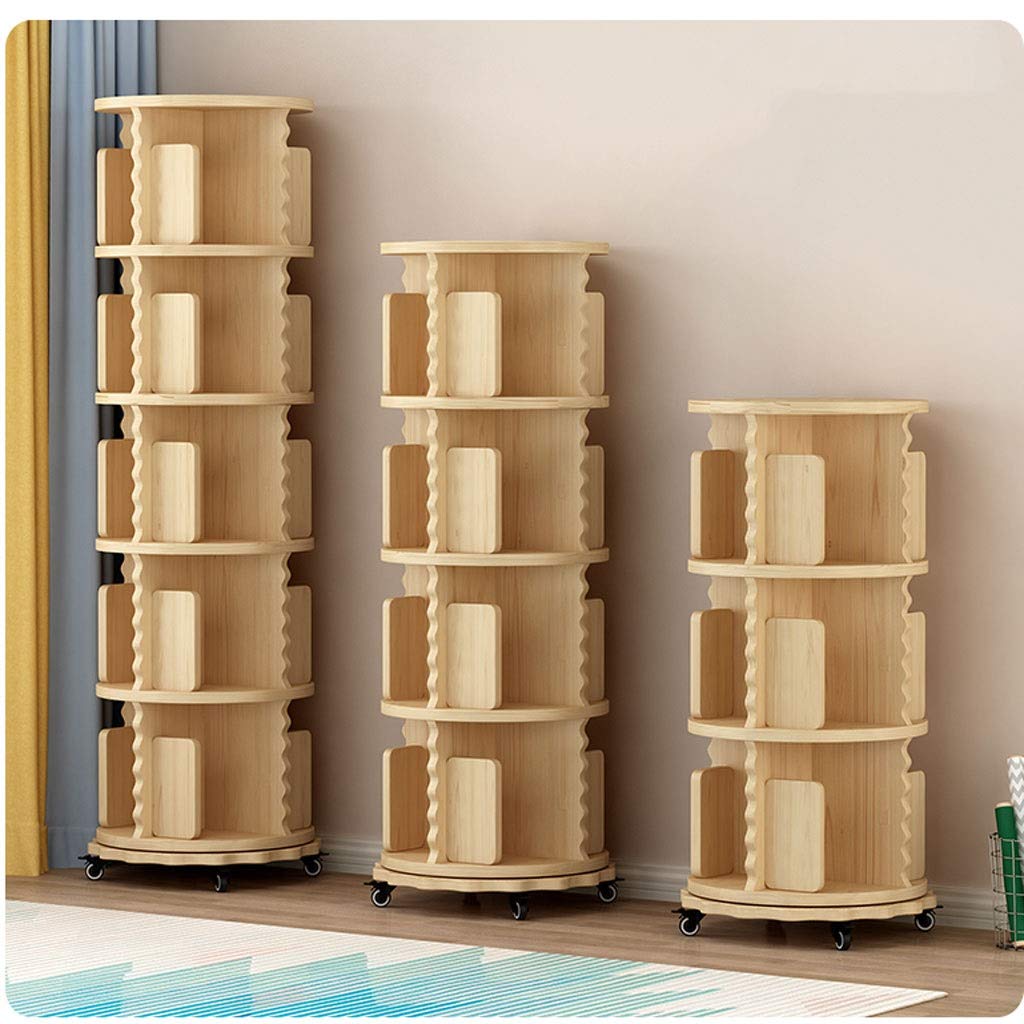 Bedroom Book Shelf Bookcase Pine Rotating Bookshelf Floor Solid Wood Simple Home