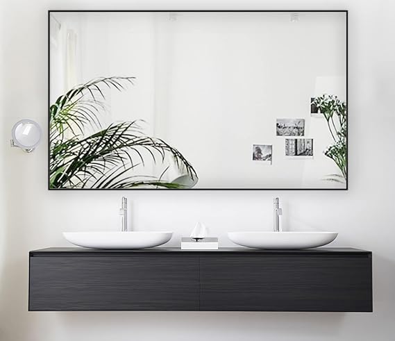 Rectangle Bathroom Wall Mirror - Silver Frame 40" x 24"