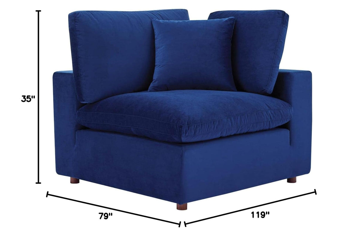 Down-Filled Overstuffed Performance Velvet 4-Piece Sectional Sofa