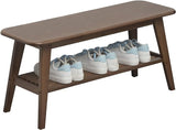 Shoe Rack Bench, Bamboo Entryway Bench, Organizer with 2 Tier Storage, Simple Style