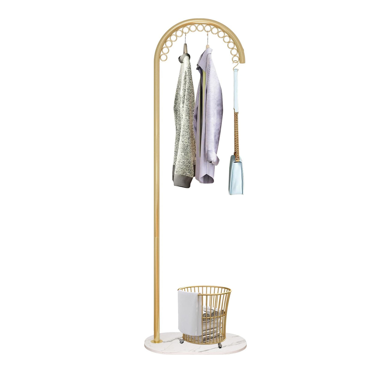 Gold Coat Rack, Clothing Rack Freestanding with Marble Base, Heavy Duty Garment Rack