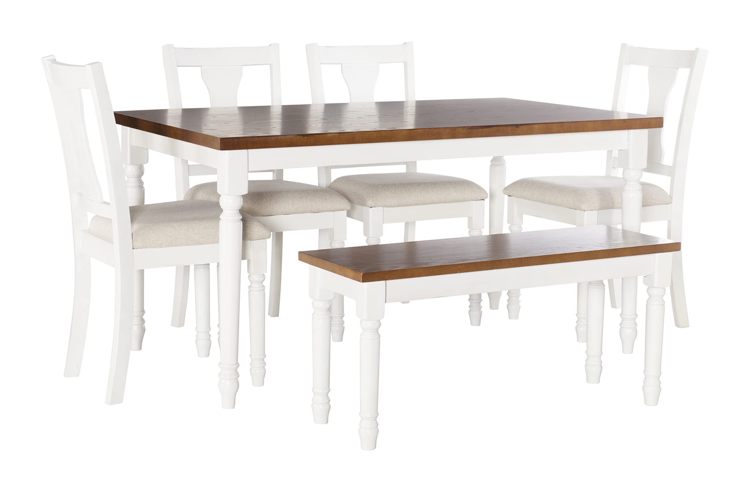 Six Piece Set, White & Honey Brown