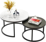 Nest of 2 Tables, MDF Round Side Sofa Table Small Coffee Tea Table for Living Room