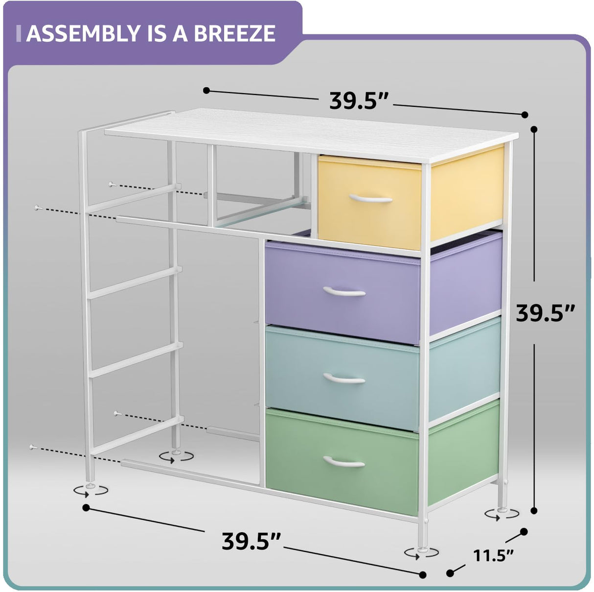 Sorbus Kids Dresser with 9 Drawers - Furniture Storage Chest Tower Unit for Bedroom, Hallway, Closet, Office Organization - Steel Frame, Wood Top, Fabric Bins (Pastel 1, Pastel)