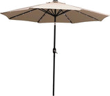 9 ft Outdoor Patio Umbrella with Solar Lights - Polyester LED Table Market Umbrella