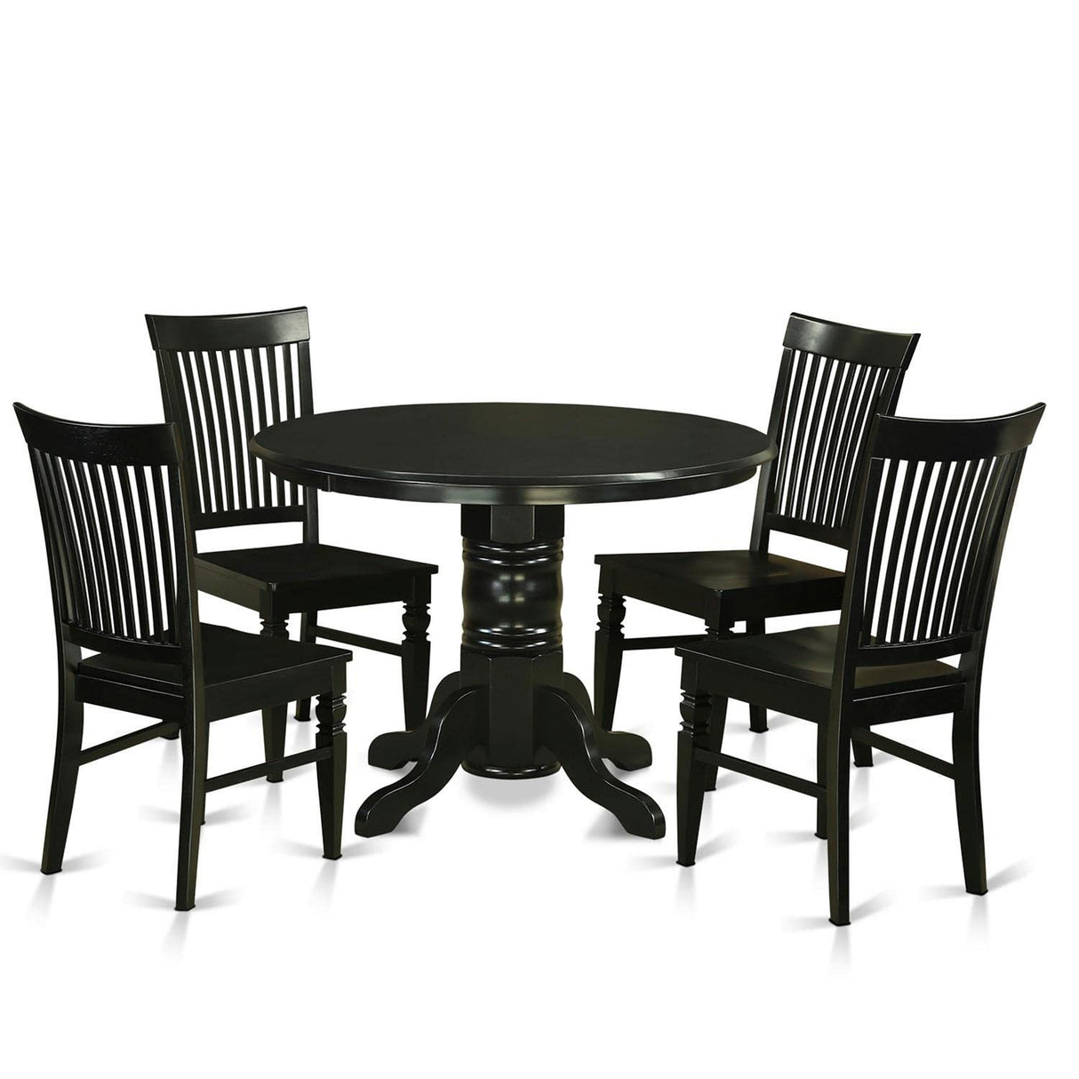 SHWE5-BLK-W 5 Piece Dining Room Furniture Set Includes a Round Dining Table