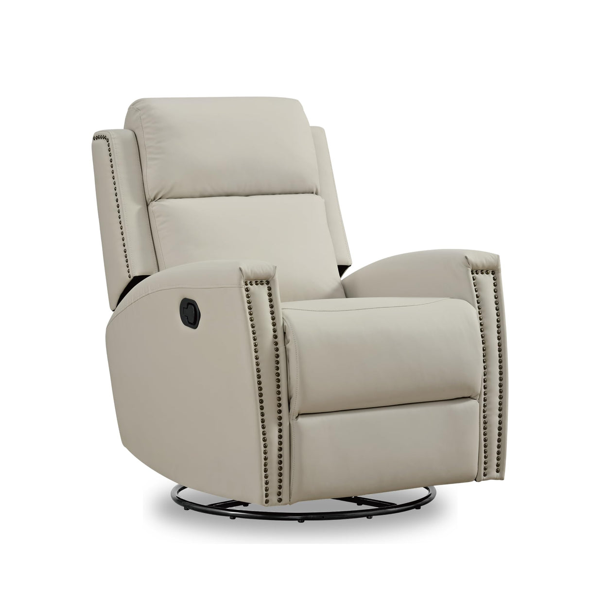 Home Manual Recliner Chair, Stain-Resistant Faux Leather Recliner, Single Sofa Recliner for Living Room, Heavy Duty and Safety Reclining Mechanism, Beige