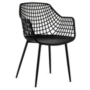 Modern Dining Chairs Set of 4 - Black Arm Chair with 15" High Backrest
