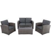 4 Piece Patio Conversation Set,All Weather Rattan Wicker Patio Furniture Set