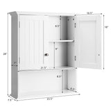 Bathroom Wall Cabinet, Wooden Hanging Storage Cabinet with Doors & Shelves,