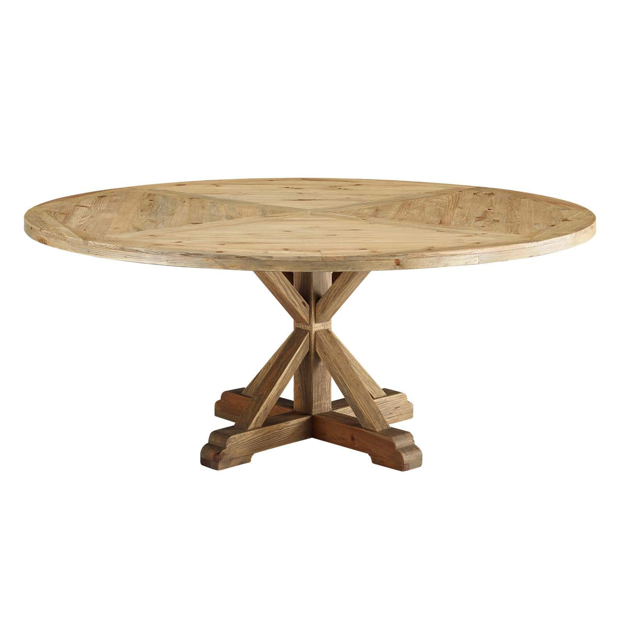 Stitch 71" Rustic Farmhouse Wood Round Kitchen and Dining Room Table,