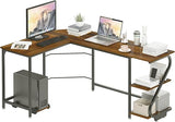 Reversible l Shaped Computer Desk with Storage Home Gaming Office Writing