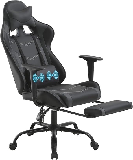 Racing Gaming Chair Office Massage Chair Ergonomic Recliner with Computer Desk PU