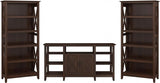 Key West Tall TV Stand with Set of 2 Bookcases, Farmhouse Entertainment Center