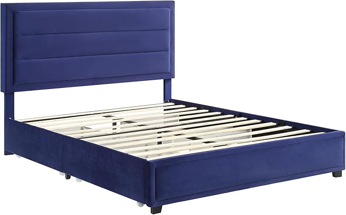 Leif Transitional Fabric Upholstered Platform Bed with Storage for Bedroom