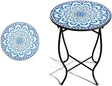Weogot Round Side Table, 14” Patio Accent Side Table,Weather Resistant Metal Side Table for Livingroom Patio Balcony Yard Porch Garden, Indoor Outdoor Small Side Table - Bircata