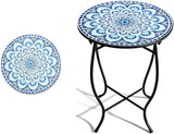 Weogot Round Side Table, 14” Patio Accent Side Table,Weather Resistant Metal Side Table for Livingroom Patio Balcony Yard Porch Garden, Indoor Outdoor Small Side Table - Bircata