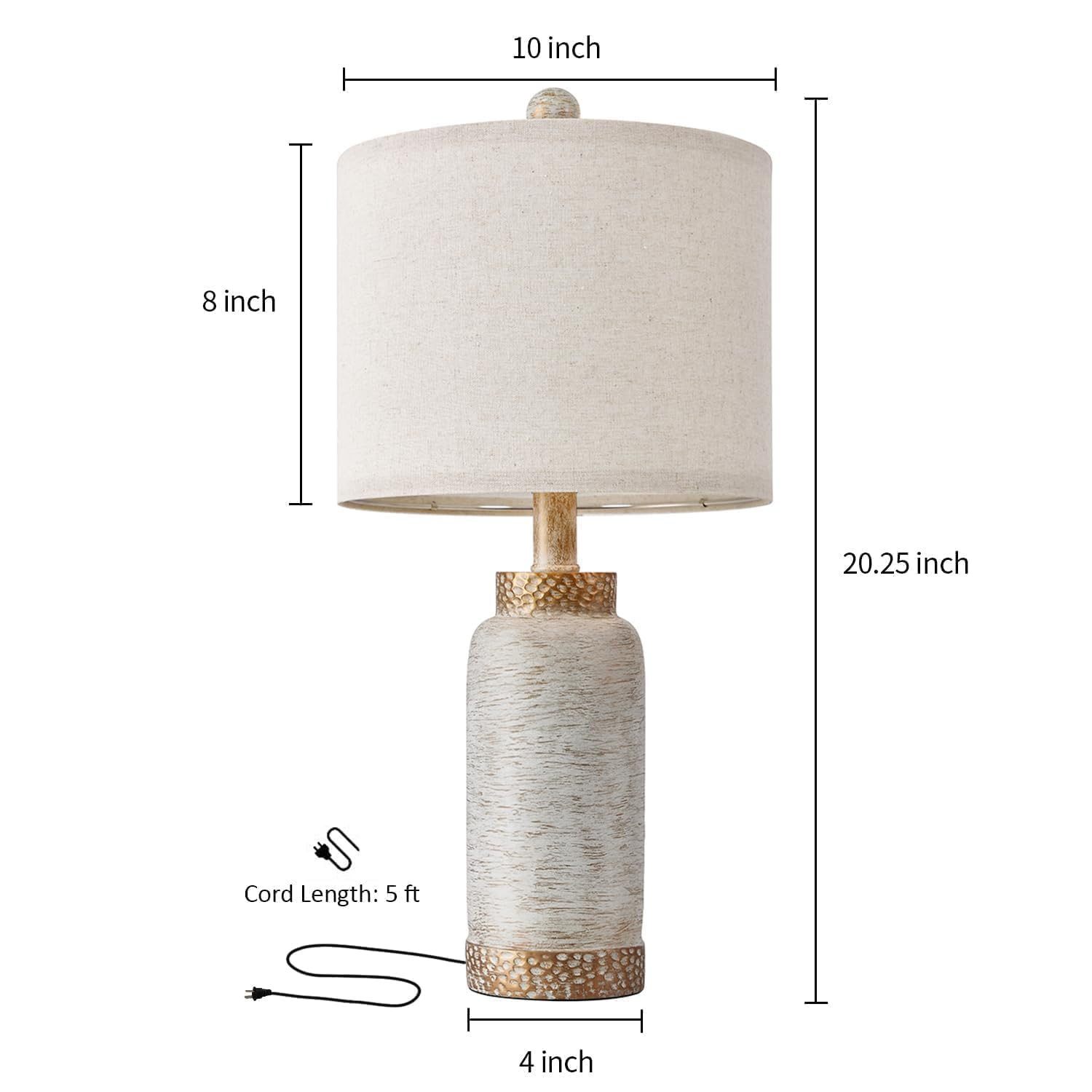 Table Lamp for Bedroom Living Room 20.25" Farmhouse Rustic Vintage Small Lamps