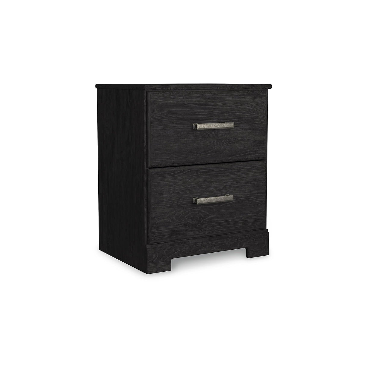 Belachime Contemporary Two Drawer Nightstand, Black