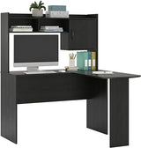 Office Desk, Modern L-Shaped Desk with Hutch, Black Oak (Color : Brown)