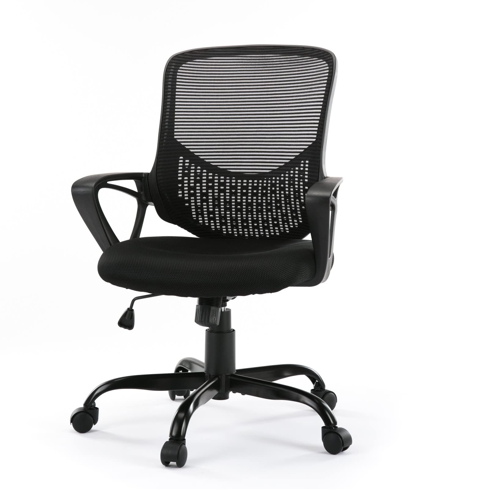 Chair Mesh Mid-Back Height Adjustable Swivel Chair Ergonomic Computer Desk Chair with Armrest for Home, Black