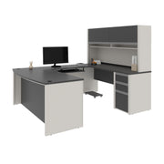 Connexion U-Shaped Workstation with Three Drawers, 72W, Slate/Sandstone