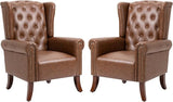 Modern PU Leather Accent Chairs Set of 2, Mid-Century Living Room Chairs Upholstered