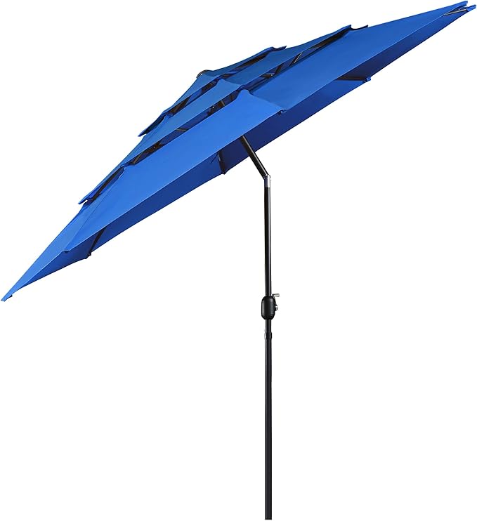 3-Tier Patio Umbrella 10ft Vented Outdoor Canopy Sun Shade Large Market Table Umbrella