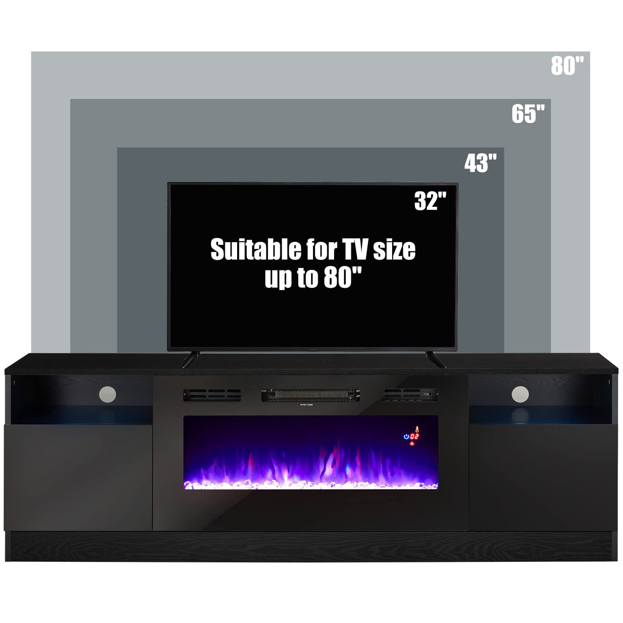 Fireplace TV Stand with 36" Electric Fireplace, LED Light Entertainment Center,