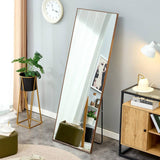 GOCAPTAIN Full-Length Wooden Frame Mirror for Living Room and Bedroom - Brown