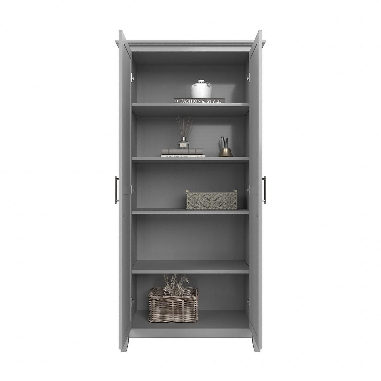 Key West Tall Storage Cabinet with Doors in Cape Cod Gray