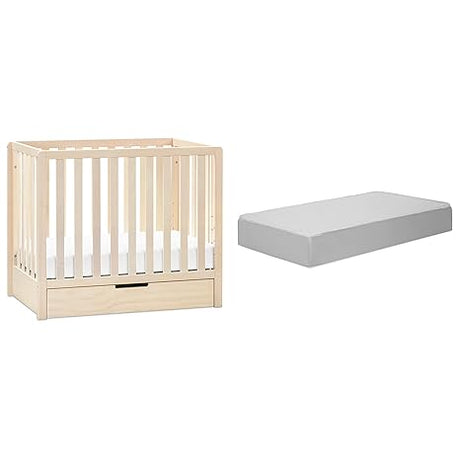 Colby 4-in-1 Convertible Mini Crib with Trundle in Grey and White