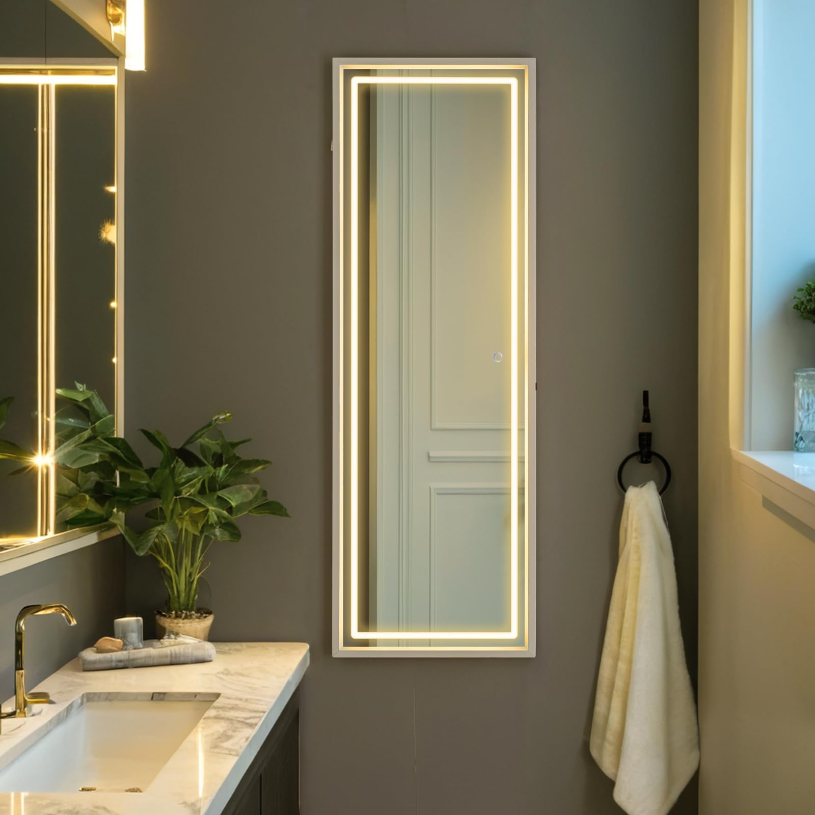 Door Mirror Full Length, Over The Door Hanging Lighted Mirror