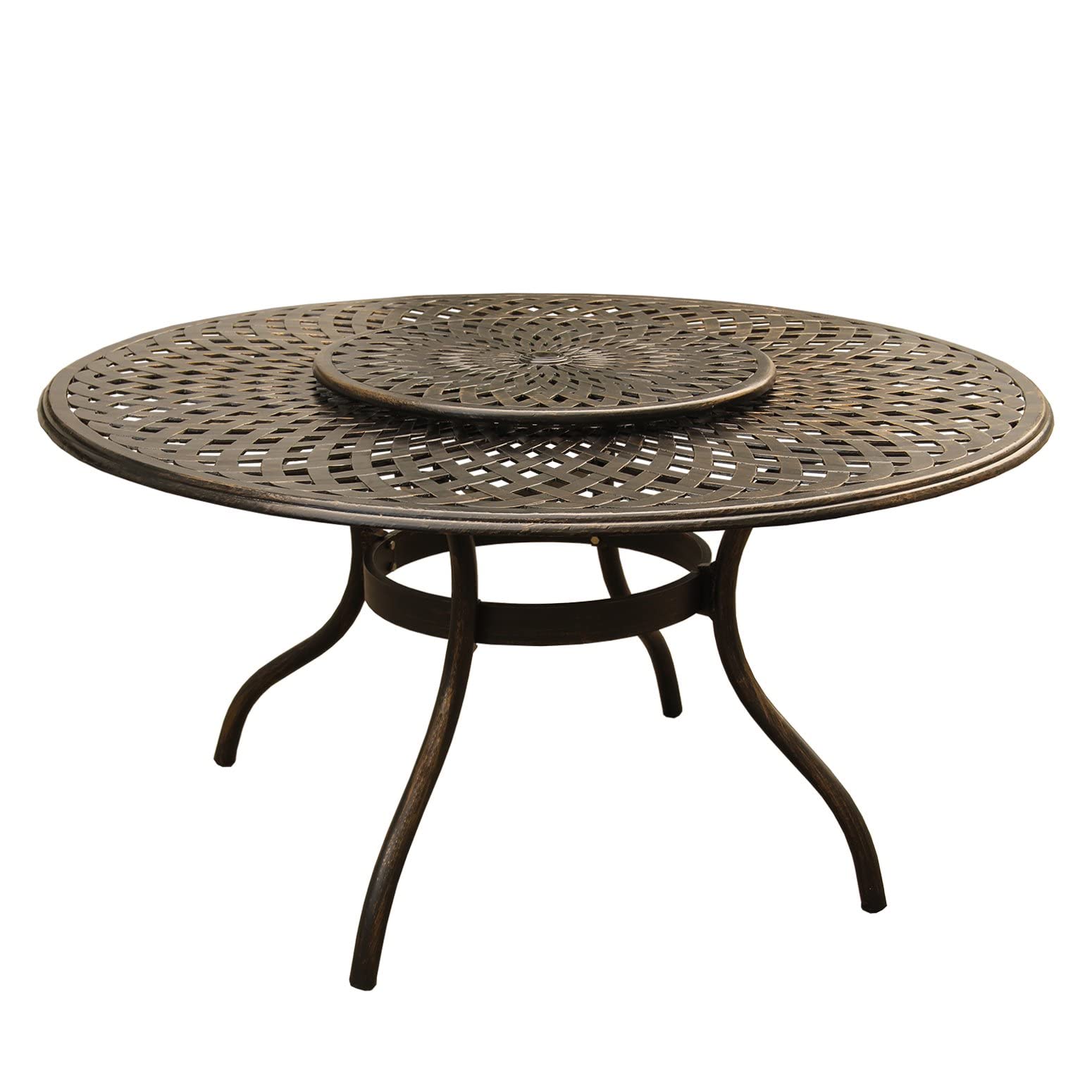 Contemporary Modern Mesh Lattice 59 inch Bronze Lazy Susan Outdoor Aluminum Round
