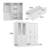 White Extra Wide Wardrobe Armoire with 8 Doors