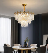 Modern Pendant Chandelier, 8-Light Round 24" LED Ceiling Light, 3-Tier Crystal Hanging