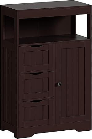 Bathroom Storage Cabinet, Side Free Standing Organizer with Large Space and Adjustable