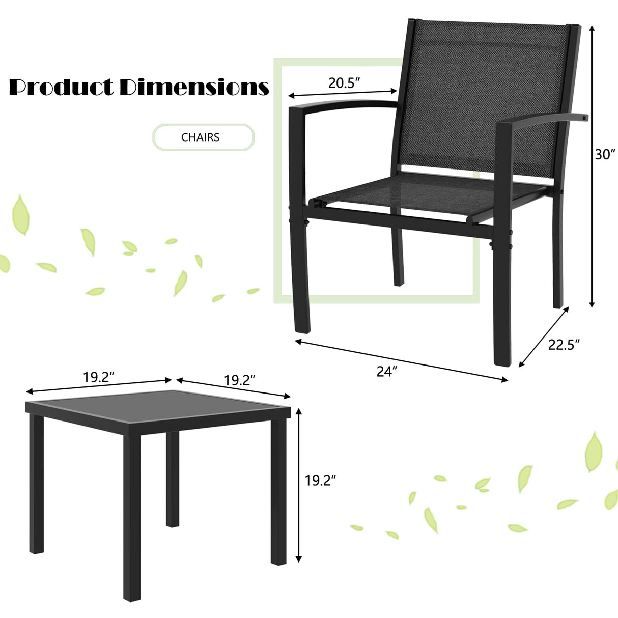 Set Outdoor Conversation Textilene Fabric Chairs for Lawn