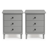 Myron Modern 3-Drawer Nightstands, Set of 2, Grey