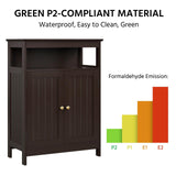 Wood Floor Cabinet with Durable Doors and Adjustable Shelves, Inside Wooden