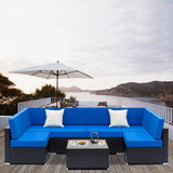 7 Piece Outdoor Patio Furniture Set Wicker, Outdoor Sectional Sofa Set, Patio Conversation