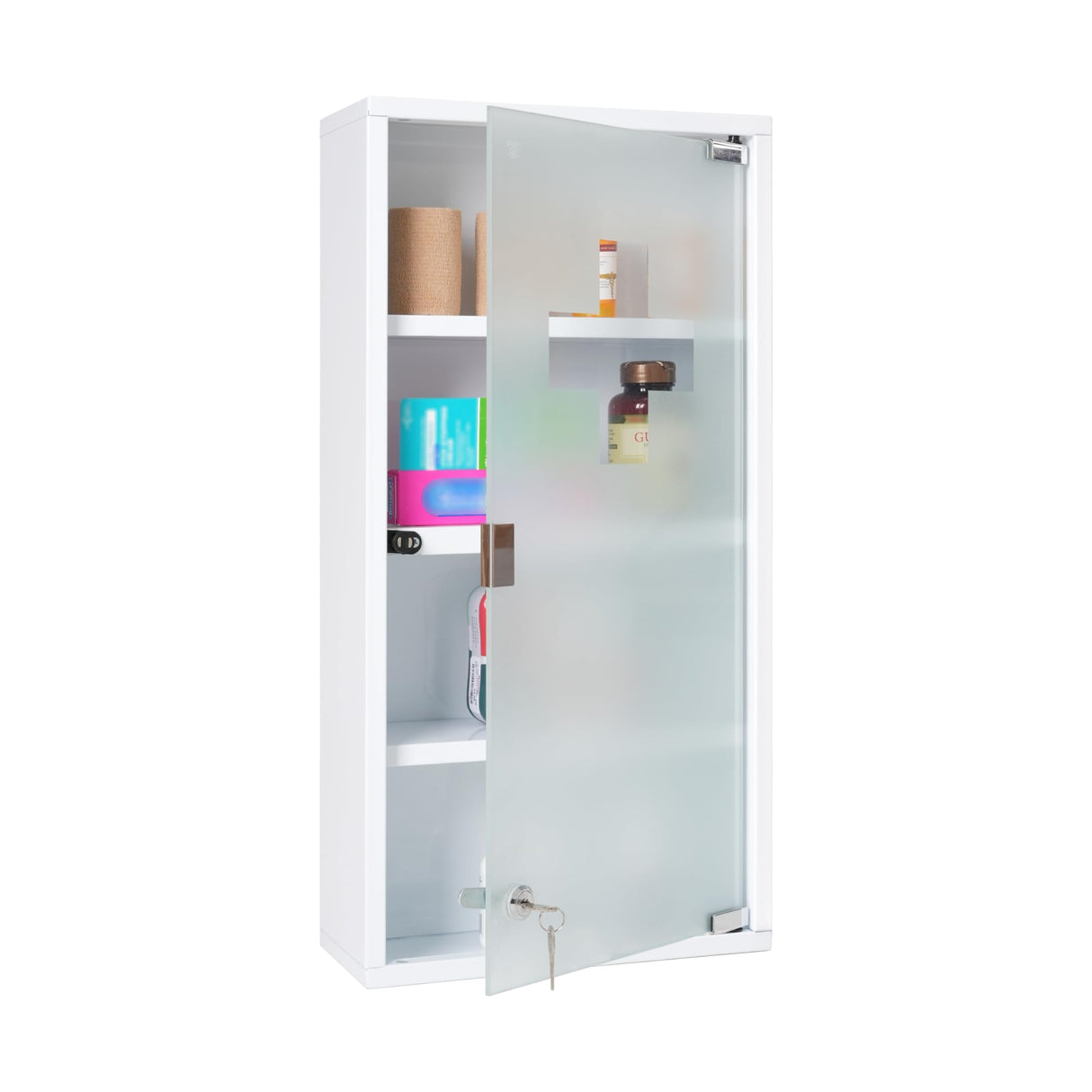 Locking Medicine Cabinet - Wall Mount Small Medicine Cabinet with Lock