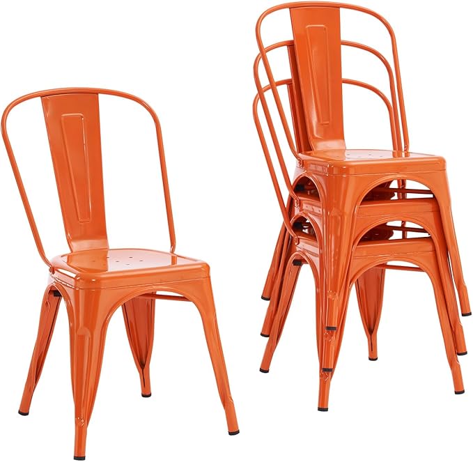 Metal Dining Chair Farmhouse Tolix Style for Kitchen Dining Room Café Restaurant Bistro