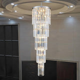 Luxury Modern Long Staircase K9 Chandeliers Gold Top Design 10-Tier Large Foyer