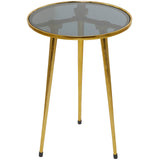 Aluminum Accent Table with Shaded Glass Top, 15" x 15" x 22", Gold