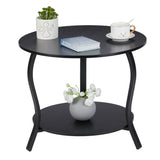 Small Round Coffee Table with Open Storage,23" 2-Tier Coffee Side Tables