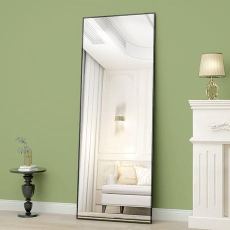 68" x 24" Full Length Mirror - Full Body Mirror/Rectangle Floor Mirror Aluminun Alloy Frame Body Mirror for Cloakroom Bedroom Standing Mirrors,Black